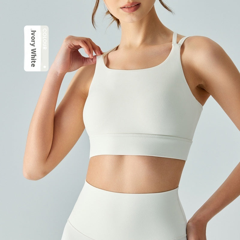 Spaghetti Strap One-piece Fixed Cup Sports Underwear Medium Strength Beauty Back Strap