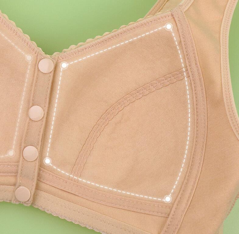 Printed Soft Cotton Bra Front Button Ladies Underwired Underwear Plus Size Bra